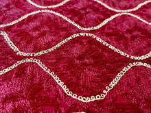 Load image into Gallery viewer, Table Cover: 135 x 78 inches Approx’. Aghabani Oriental for Rectangle Tables, Burgundy background with Gold & Burgundy Silk Embroidery