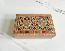 Load image into Gallery viewer, Medium Sized Rectangle Handmade Mosaic Box inlaid with Mother of Pearl