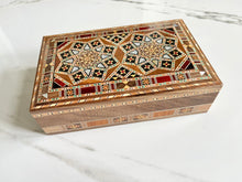 Load image into Gallery viewer, Medium Sized Rectangle Handmade Mosaic Box inlaid with Mother of Pearl