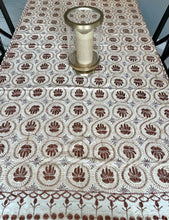 Load image into Gallery viewer, Table Cover: 117 x 69 inches Approx'. Aghabani Oriental for Rectangle Tables, Beige background with Brown, Gold and Silver Silk Embroidery