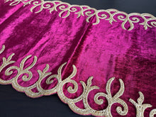 Load image into Gallery viewer, Table Runner: 85 x 20 inches approx. Red background with Gold Silk Embroidery