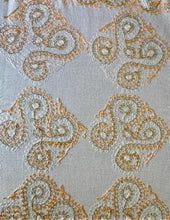 Load image into Gallery viewer, Table Cover: 117 x 58 inches Approx'. Aghabani Oriental for Rectangle Tables, White background with White and Peach Silk Embroidery