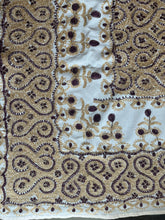 Load image into Gallery viewer, Table Cover: 94 x 59 inches Approx'. Aghabani Oriental for Rectangle Tables, Beige background with Brown and Gold Silk Embroidery