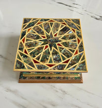 Load image into Gallery viewer, Large Sized Pearl Handmade Mosaic Box. Size: 6.7 x 6.7 inches