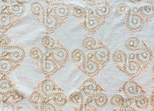 Load image into Gallery viewer, Table Cover: 117 x 58 inches Approx'. Aghabani Oriental for Rectangle Tables, White background with White and Peach Silk Embroidery