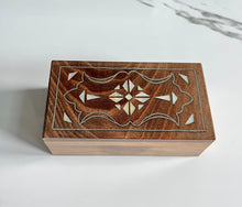 Load image into Gallery viewer, Jewelry Mosaic Wooden Handmade Box inlaid w/ Mother of Pearl