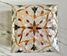 Load image into Gallery viewer, Large Sized Pearl Handmade Mosaic Box. Size: 10 x 10 inches