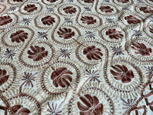 Load image into Gallery viewer, Table Cover: 117 x 69 inches Approx'. Aghabani Oriental for Rectangle Tables, Beige background with Brown, Gold and Silver Silk Embroidery