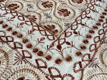 Load image into Gallery viewer, Table Cover: 117 x 69 inches Approx'. Aghabani Oriental for Rectangle Tables, Beige background with Brown, Gold and Silver Silk Embroidery