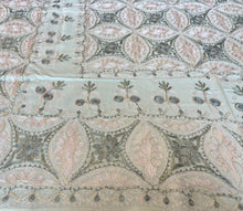 Load image into Gallery viewer, Table Cover: 78 x 56 inches Approx'. Aghabani Oriental for Rectangle Tables. White background with Pink and Gray Silk