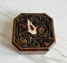 Load image into Gallery viewer, Jewelry Mosaic Handcrafted Wooden Box inlaid w/ Mother of Pearl