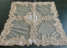 Load image into Gallery viewer, Table Centerpiece: 37 x 37 inches approx. Beige background with Beige Embroidery