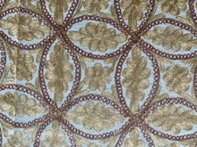 Load image into Gallery viewer, Table Cover: 94 x 59 inches Approx'. Aghabani Oriental for Rectangle Tables, Beige background with Brown and Gold Silk Embroidery