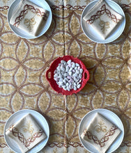 Load image into Gallery viewer, Table Cover: 94 x 59 inches Approx'. Aghabani Oriental for Rectangle Tables, Beige background with Brown and Gold Silk Embroidery