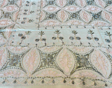 Load image into Gallery viewer, Table Cover: 78 x 56 inches Approx'. Aghabani Oriental for Rectangle Tables. White background with Pink and Gray Silk