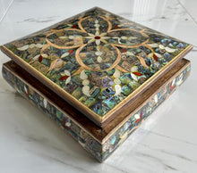Load image into Gallery viewer, Large Sized Pearl Handmade Mosaic Box. Size: 9.5 x 9.5 inches