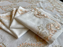 Load image into Gallery viewer, Table Cover: 117 x 58 inches Approx'. Aghabani Oriental for Rectangle Tables, White background with White and Peach Silk Embroidery