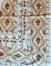 Load image into Gallery viewer, Table Cover: 94 x 59 inches Approx'. Aghabani Oriental for Rectangle Tables, Beige background with Brown and Gold Silk Embroidery