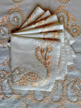 Load image into Gallery viewer, Table Cover: 117 x 58 inches Approx'. Aghabani Oriental for Rectangle Tables, White background with White and Peach Silk Embroidery