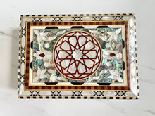 Load image into Gallery viewer, Large Sized Pearl Handmade Mosaic Box. Size: 10 x 7.1 inches
