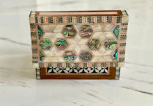 Load image into Gallery viewer, Mother of Pearl Handmade Mosaic Box. Size: 6 x 3.8 inches
