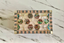 Load image into Gallery viewer, Mother of Pearl Handmade Mosaic Box. Size: 6 x 3.8 inches