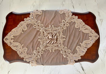 Load image into Gallery viewer, Table Centerpiece: 37 x 37 inches approx. Beige background with Beige Embroidery
