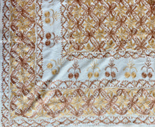 Load image into Gallery viewer, Table Cover: 90 x 59 inches Approx'. Aghabani Oriental for Rectangle Tables, Beige background with Brown and Gold Silk Embroidery
