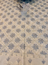 Load image into Gallery viewer, Table Cover: 117 x 57 inches Approx'. Aghabani Oriental for Rectangle Tables, Beige background with Light Gray and Cream Silk Embroidery
