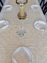 Load image into Gallery viewer, Table Cover: 117 x 58 inches Approx&#39;. Aghabani Oriental for Rectangle Tables, Beige background with White and Gold Silk Embroidery
