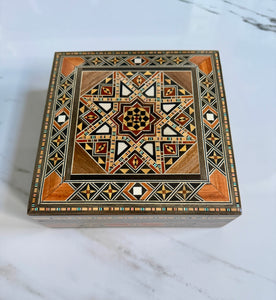 Jewelry Mosaic Wooden Handmade Box inlaid with Mother of Pearl