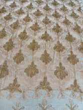 Load image into Gallery viewer, Table Cover: 117 x 58 inches Approx'. Aghabani Oriental for Rectangle Tables, Beige background with Pink and Gold Silk Embroidery
