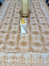 Load image into Gallery viewer, Table Cover: 78 x 56 inches Approx'. Aghabani Oriental for Rectangle Tables. Beige background with Bronze and Pink Silk
