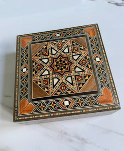 Jewelry Mosaic Wooden Handmade Box inlaid with Mother of Pearl
