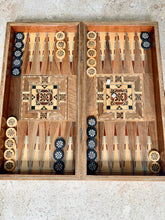 Load image into Gallery viewer, Backgammon / Chess Wooden Vintage Mosaic Handmade Set
