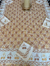Load image into Gallery viewer, Table Cover: 90 x 59 inches Approx'. Aghabani Oriental for Rectangle Tables, Beige background with Brown and Gold Silk Embroidery
