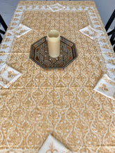 Load image into Gallery viewer, Table Cover: 78 x 56 inches Approx'. Aghabani Oriental for Rectangle Tables. Beige background with Gold Silk

