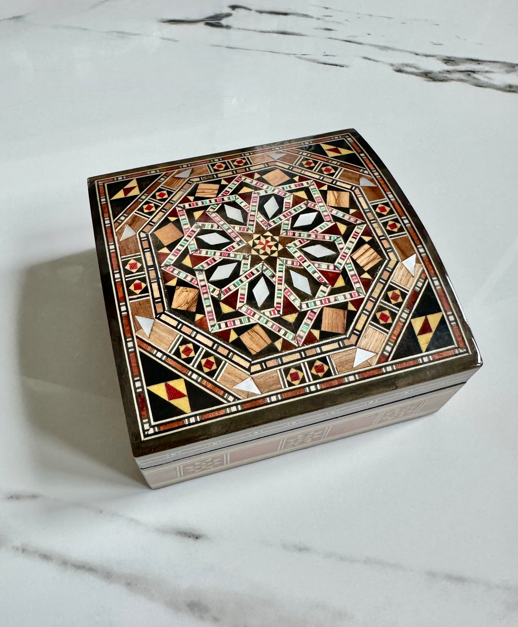 Jewelry Mosaic Wooden Handmade Box inlaid with Mother of Pearl