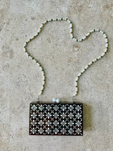 Load image into Gallery viewer, Handmade Mother of Pearl Inlaid Wooden Clutch | Mosaic Floral Evening Bag with Pouch
