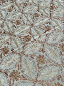 Table Cover: 117 x 67 inches Approx’. Aghabani Oriental for Rectangle Tables, Beige background with Brown and Beige Silk Embroidery