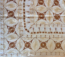Load image into Gallery viewer, Table Cover: 94 x 59 inches Approx'. Aghabani Oriental for Rectangle Tables, Beige background with Brown and Beige Silk Embroidery
