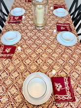 Load image into Gallery viewer, Table Cover: 117 x 75 inches Approx&#39;. Aghabani Oriental for Rectangle Tables, Burgundy background with Gold Silk Embroidery
