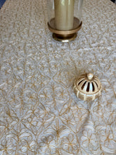 Load image into Gallery viewer, Table Cover: 156 x 78 inches Approx’. Aghabani Oriental for Rectangle Tables, Beige background with Gold &amp; White Silk Embroidery
