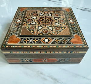 Jewelry Mosaic Wooden Handmade Box inlaid with Mother of Pearl