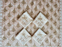 Load image into Gallery viewer, Table Cover: 117 x 58 inches Approx'. Aghabani Oriental for Rectangle Tables, Beige background with Pink and Gold Silk Embroidery

