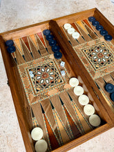 Load image into Gallery viewer, Backgammon / Chess Wooden Vintage Mosaic Handmade Set
