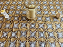 Load image into Gallery viewer, Table Cover: 156 x 78 inches Approx’. Aghabani Oriental for Rectangle Tables, Brown background with Gold &amp; White Silk Embroidery
