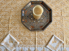 Load image into Gallery viewer, Table Cover: 78 x 56 inches Approx'. Aghabani Oriental for Rectangle Tables. Beige background with Gold Silk
