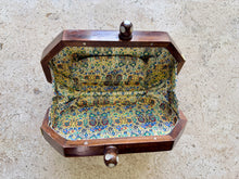 Load image into Gallery viewer, Handmade Mother-of-Pearl Mosaic Clutch Bag | Wooden Geometric Star Inlay Purse | Beaded Pearl Chain Strap
