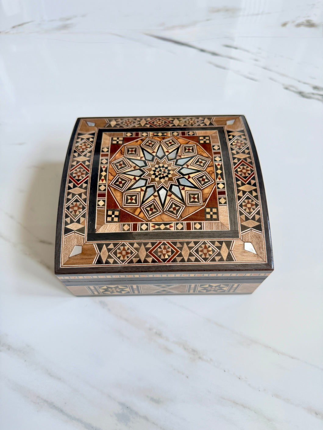 Jewelry Mosaic Wooden Handmade Box inlaid with Mother of Pearl